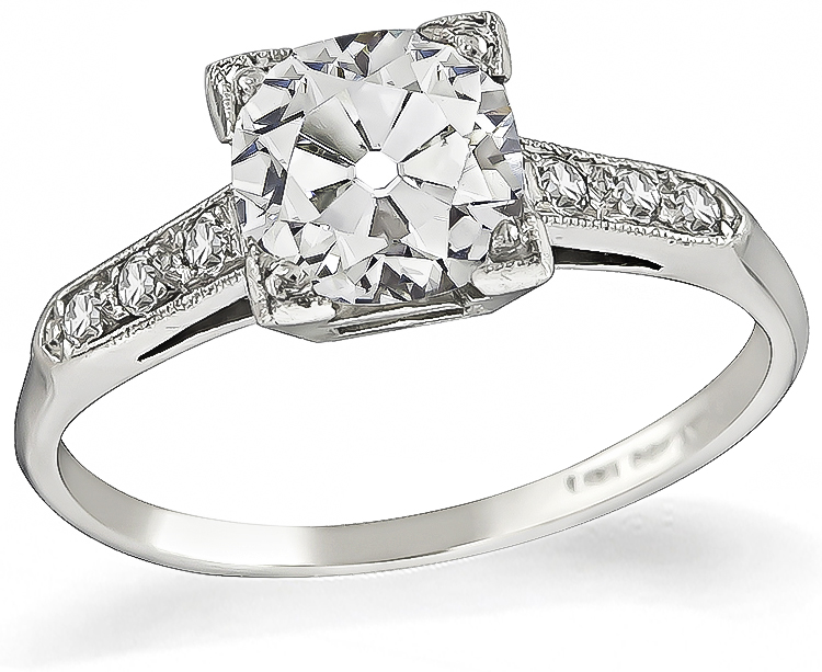 Estate GIA Certified 1.25ct Diamond Engagement Ring