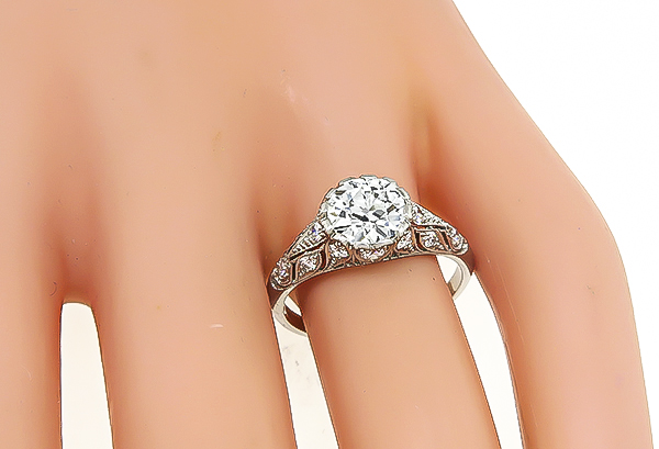 Estate GIA Certified 1.35ct Diamond Engagement Ring