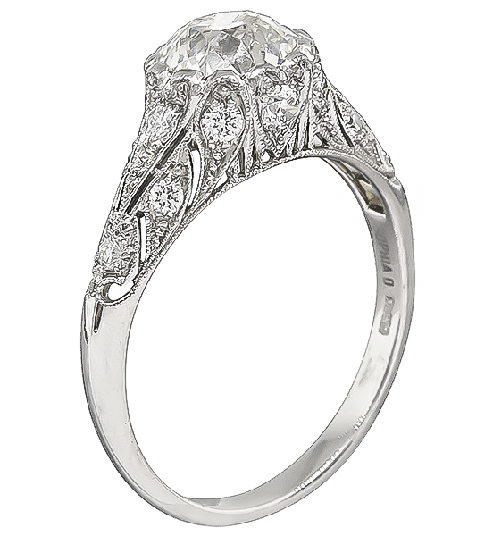 Estate GIA Certified 1.35ct Diamond Engagement Ring