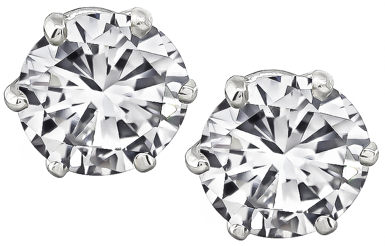 Estate GIA Certified 2.08cttw Diamond Stud Earrings