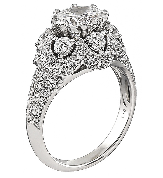 Estate GIA Certified D-VVS2 1.64ct Diamond Engagement Ring