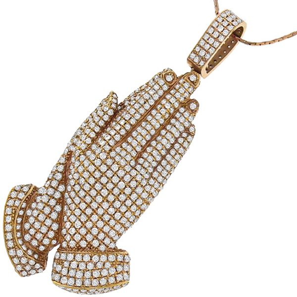 Pavé Diamond  Gold Prayful Hands Pendant