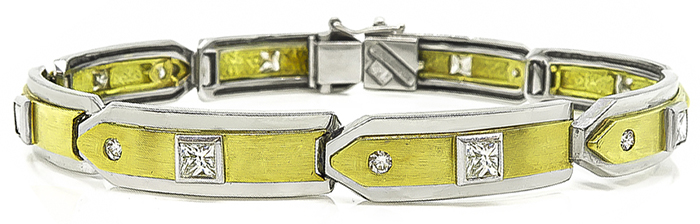 Estate Jose Hess 2.30ct Diamond Two Tone Bracelet