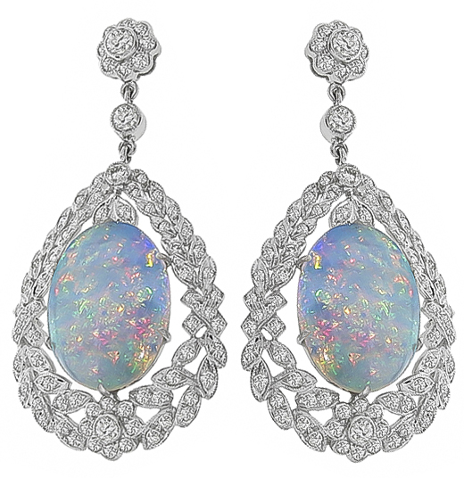 Estate Opal 3.00ct Diamond Earrings Photo 1