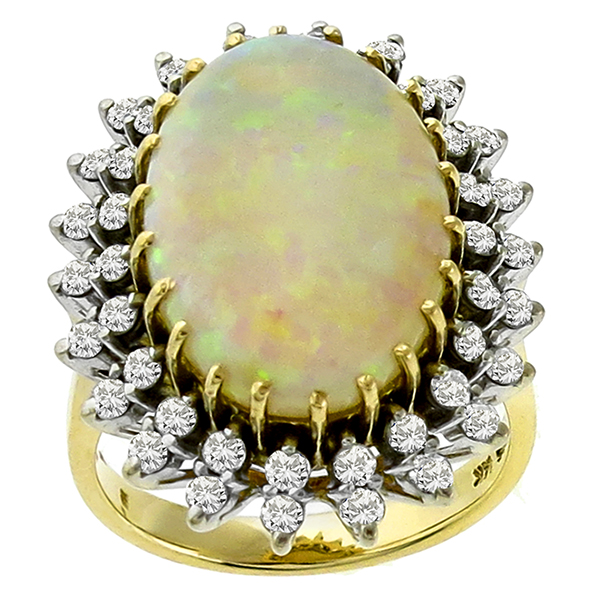 Opal Diamond Gold Cocktail Ring 