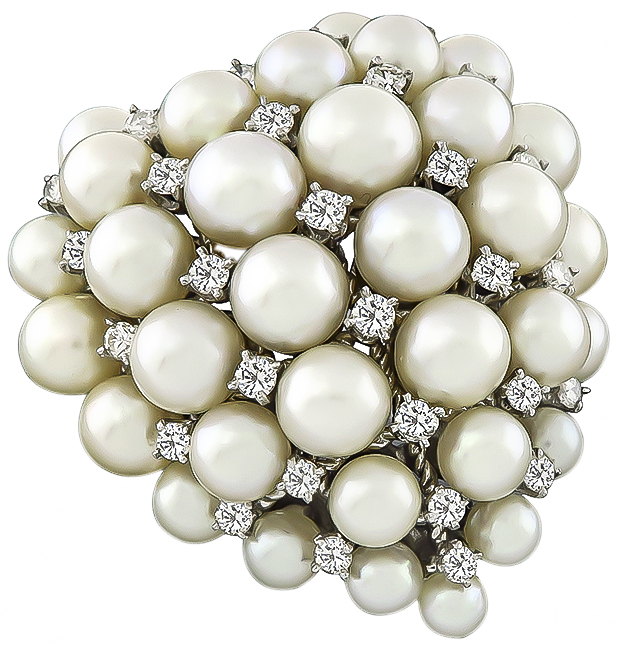 Estate Pearl 1.00ct Diamond Pin / Pendant