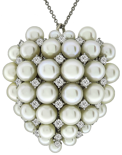 Estate Pearl 1.00ct Diamond Pin / Pendant