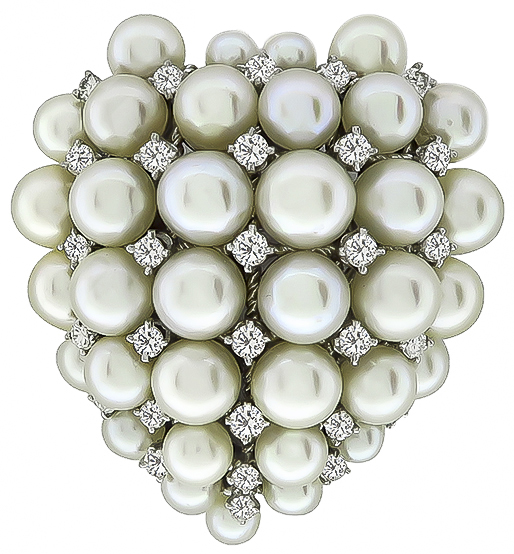 Estate Pearl 1.00ct Diamond Pin / Pendant