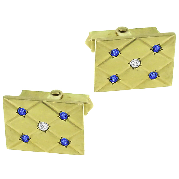 Sapphire & Diamond Gold Cufflinks