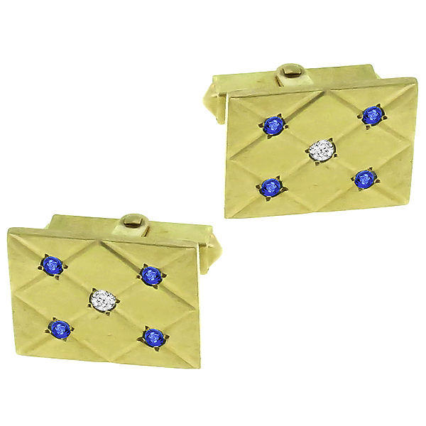 Sapphire & Diamond Gold Cufflinks