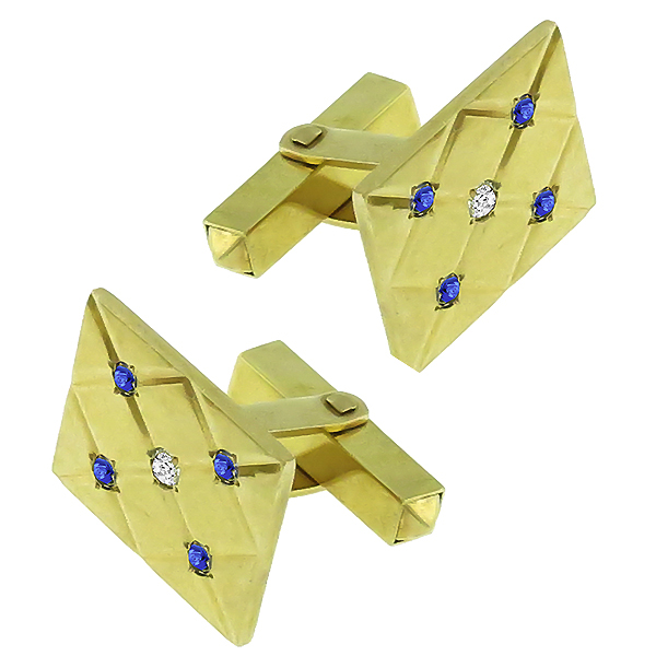 Sapphire & Diamond Gold Cufflinks