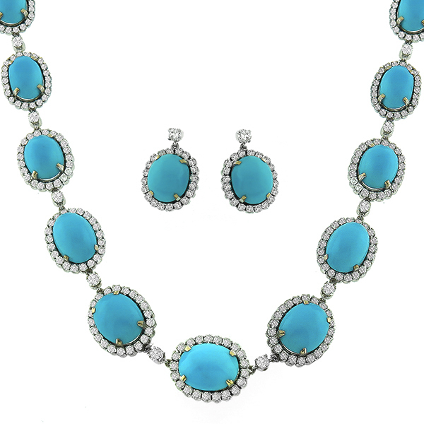 18k white gold necklace and earring set 1