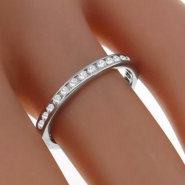 Estate Tiffany & Co 0.50ct Round Brilliant Cut Diamond Eternity Platinum Wedding Band 