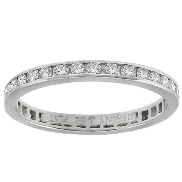 Estate Tiffany & Co 0.50ct Round Brilliant Cut Diamond Eternity Platinum Wedding Band 