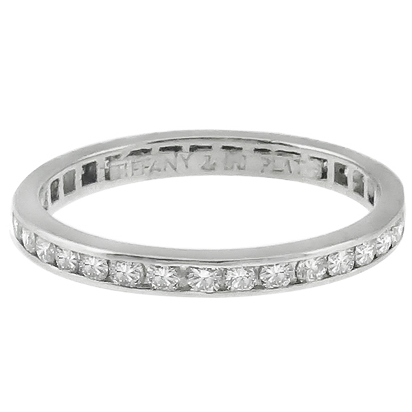 Estate Tiffany & Co 0.50ct Round Brilliant Cut Diamond Eternity Platinum Wedding Band 