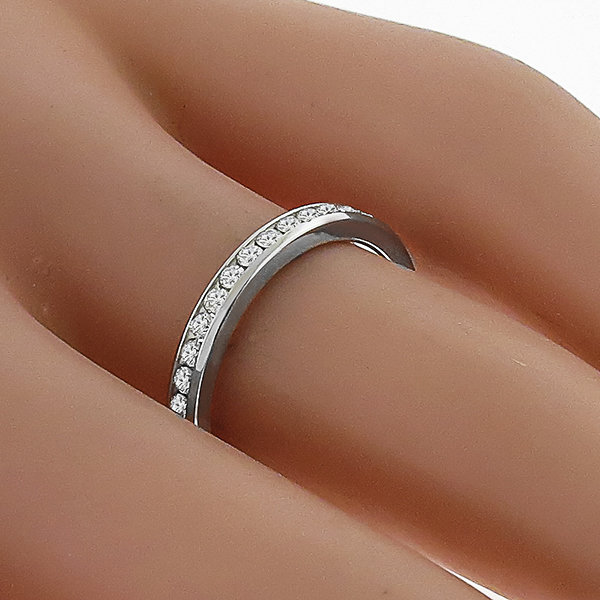 Estate Tiffany & Co 0.85ct Round Cut Diamond Eternity Wedding Band