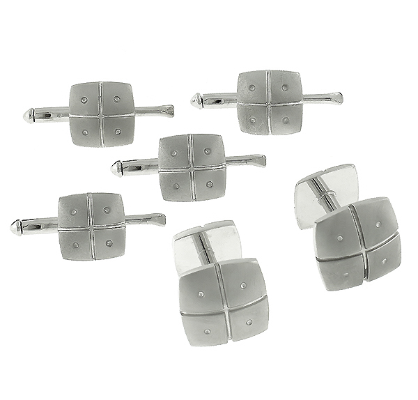  tiffany & co 18k white gold tuxedo stud set 1