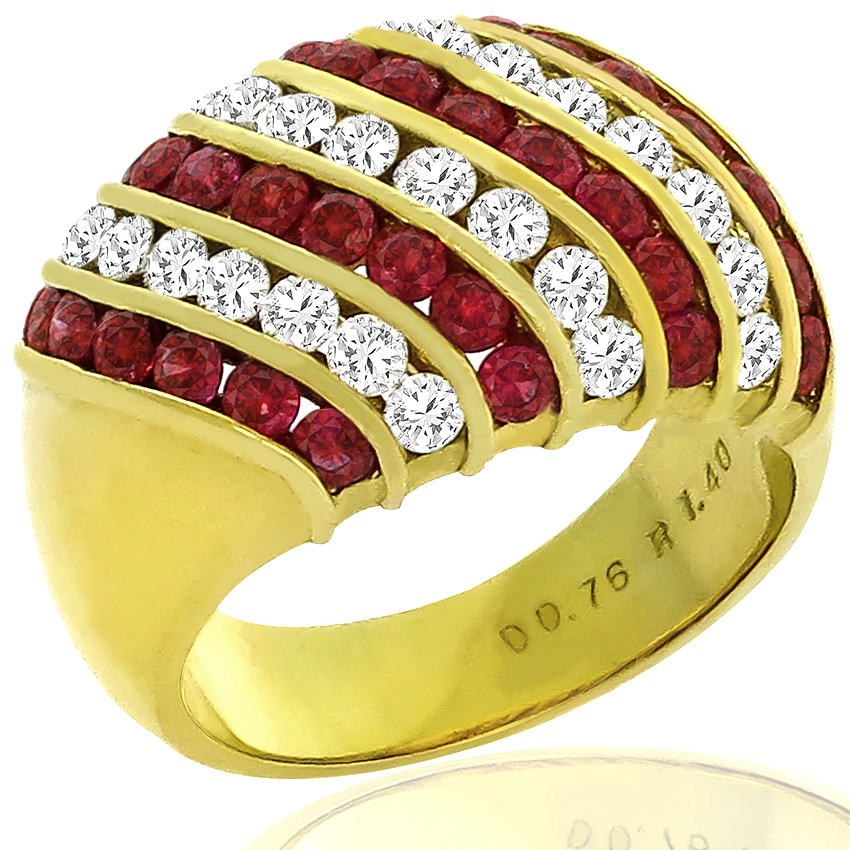 1.40ct Ruby 0.76ct Diamond Gold Ring