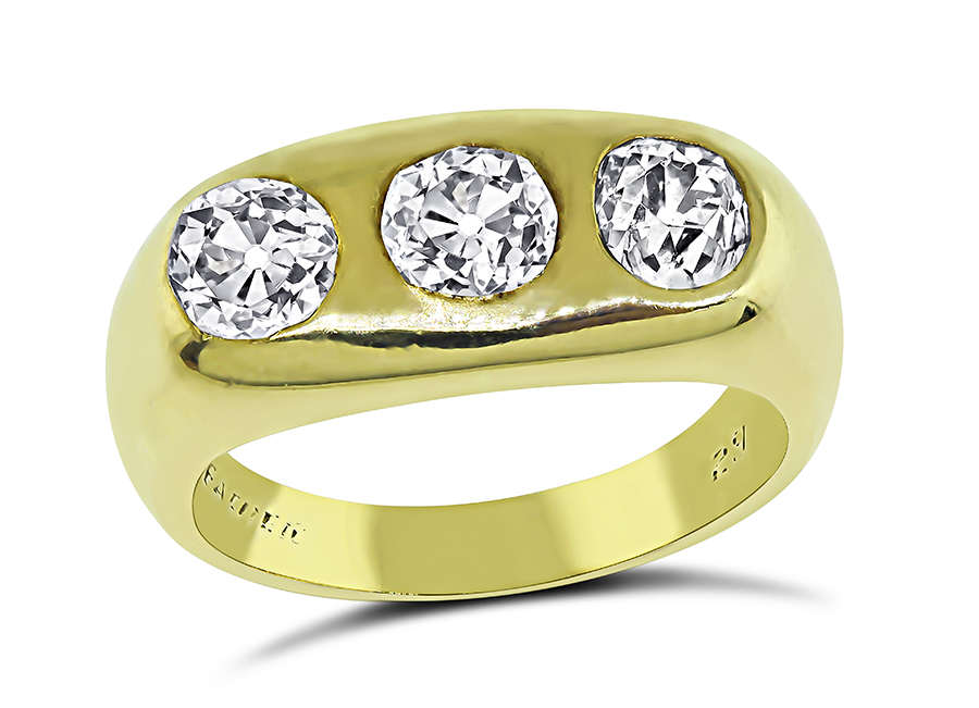 Estate 1.40ct Diamond Gold Gypsy Ring