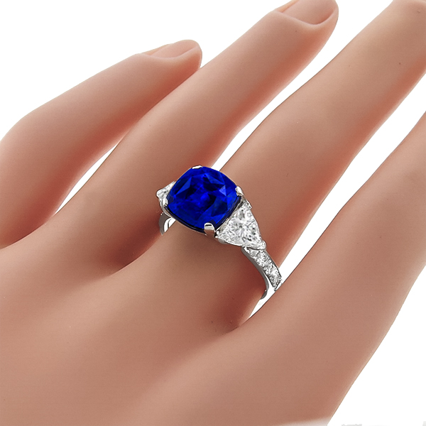 Estate GAL Certified 5.65ct Sapphire 1.00ct Diamond Ring 1