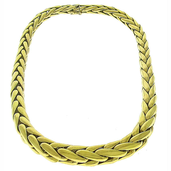 Gold Braided Chain Necklace 