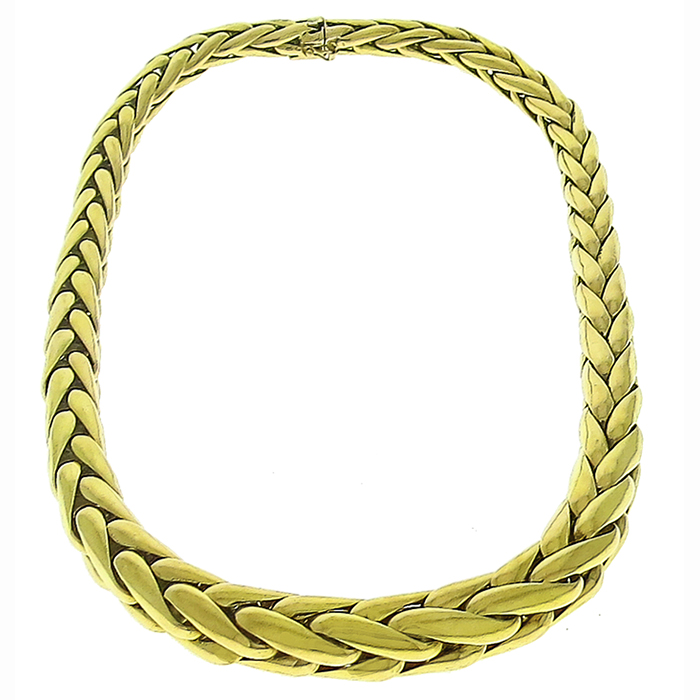Gold Braided Chain Necklace 