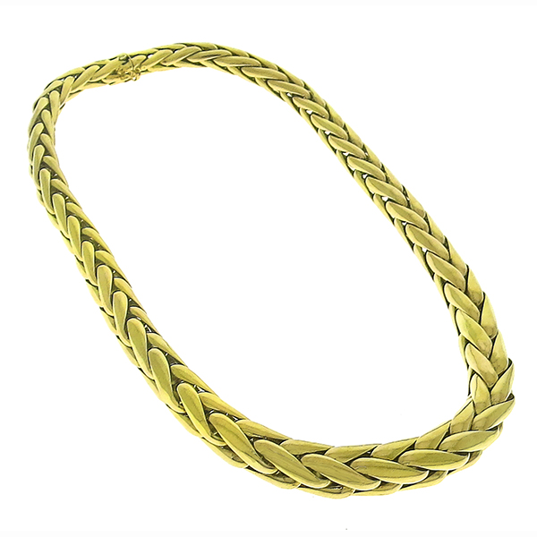 Gold Braided Chain Necklace 