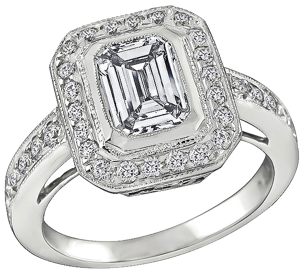 GIA 1.01ct Diamond Engagement Ring and Wedding Band Set