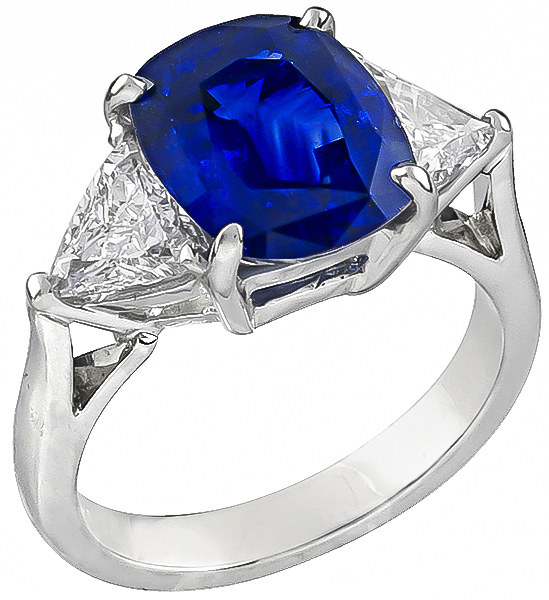 GIA 4.08ct Natural Sapphire 0.60ct Diamond Engagement Ring Photo 1