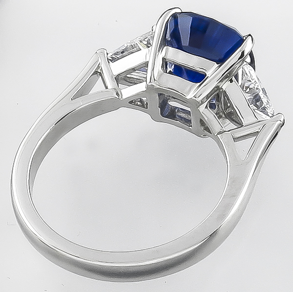 GIA 4.08ct Natural Sapphire 0.60ct Diamond Engagement Ring Photo 1