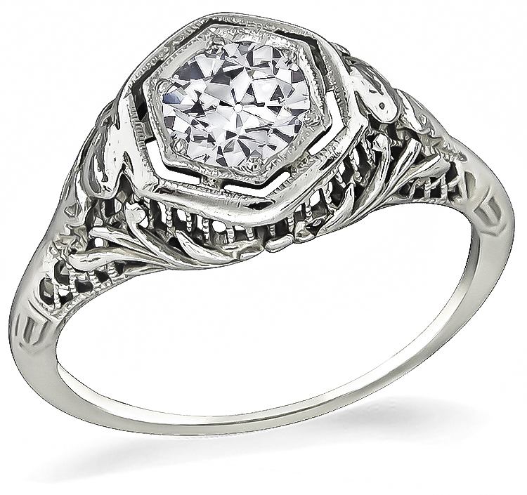 GIA Certified 0.55ct Diamond Edwardian Engagement Ring