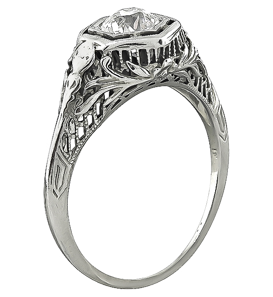 GIA Certified 0.55ct Diamond Edwardian Engagement Ring