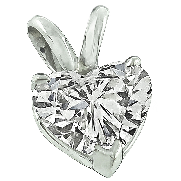 GIA Certified 1.00ct Diamond Heart Pendant Photo 1