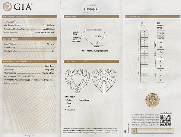 GIA Certified 1.00ct Diamond Heart Pendant Photo 1
