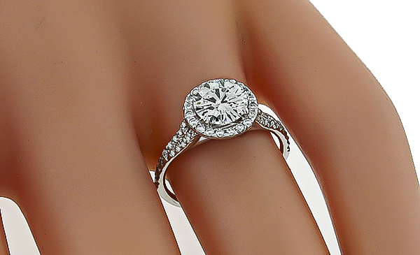 GIA Certified 1.06ct Diamond Halo Engagement Ring Photo 1