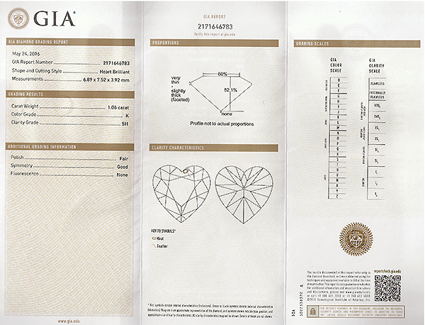 GIA Certified 1.06ct Diamond Heart Pendant Photo 1