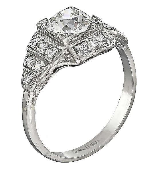 GIA Certified 1.38ct Diamond Art Deco Engagement Ring