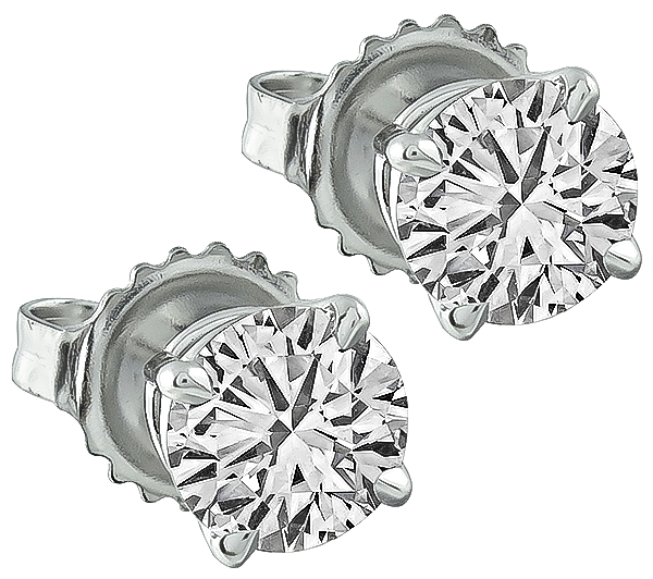 GIA Certified 1.38ct Diamond Stud Earrings Photo 1