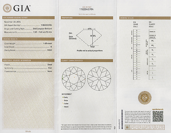 GIA Certified 1.68ct Diamond Engagement Ring