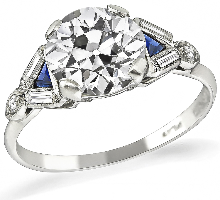 GIA Certified 1.91ct Diamond Art Deco Engagement Ring