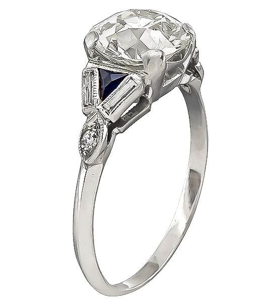 GIA Certified 1.91ct Diamond Art Deco Engagement Ring