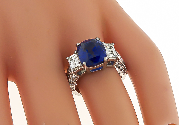 GIA Certified 4.99ct Sapphire 2.06ct Diamond Engagement Ring