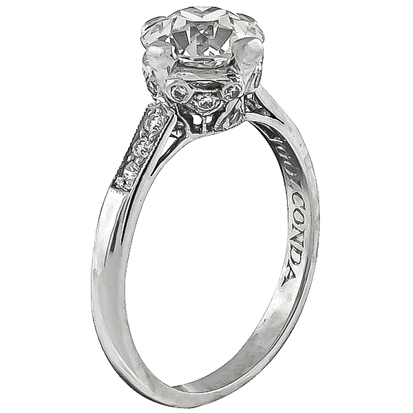 Vintage GIA Certified 1.38ct Diamond Engagement Ring Photo 4