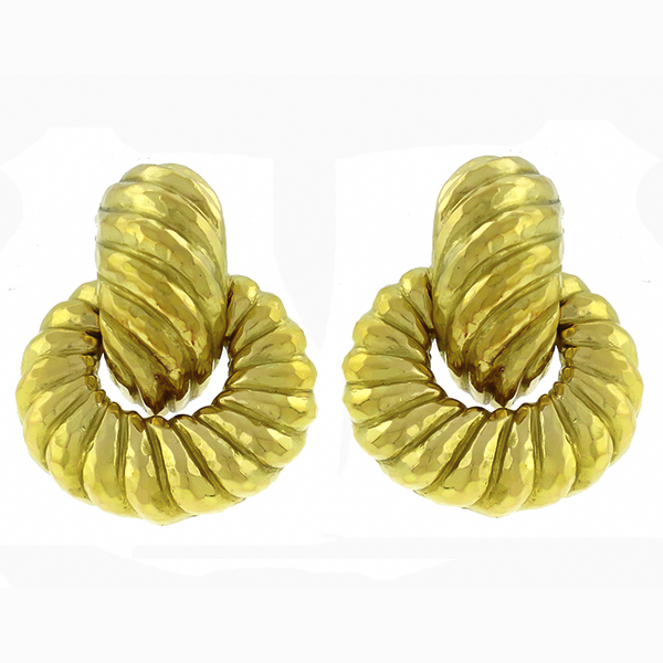 18k yellow gold doorknocker earrings 1