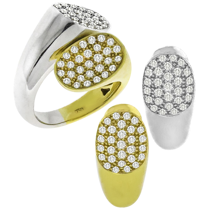 2.40ct Diamond Piebald Gold Ring and Earrings Set