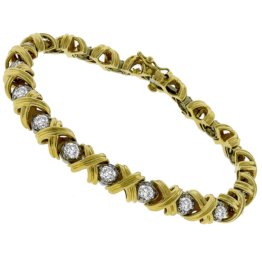4.50ct Diamond 2 Tone Gold XOXOX Bracelet