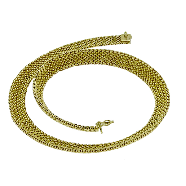 Estate 14k Yellow Gold Mesh Weave Necklace 