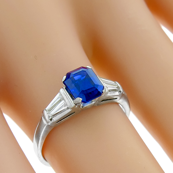 Jabel Ceylon Sapphire  Diamond Platinum Engagement Ring 