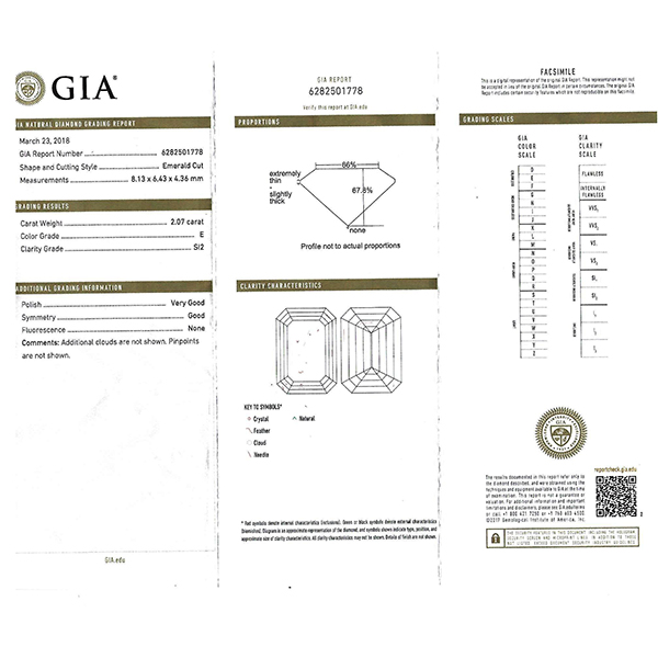 GIA 2.07ct Diamond Platinum Engagement Ring