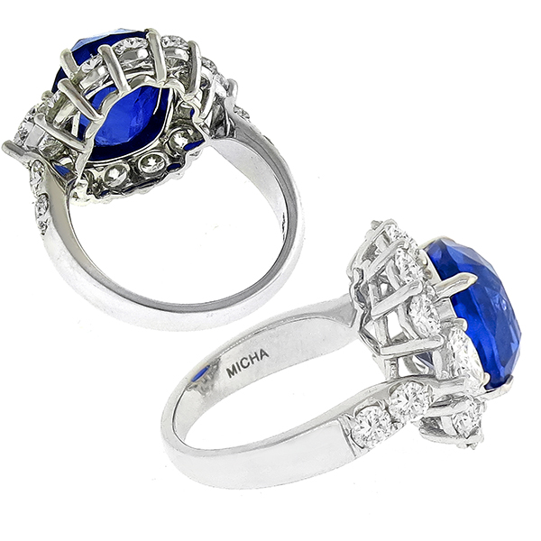 8.56ct Sapphire 3.00ct Diamond Gold Ring